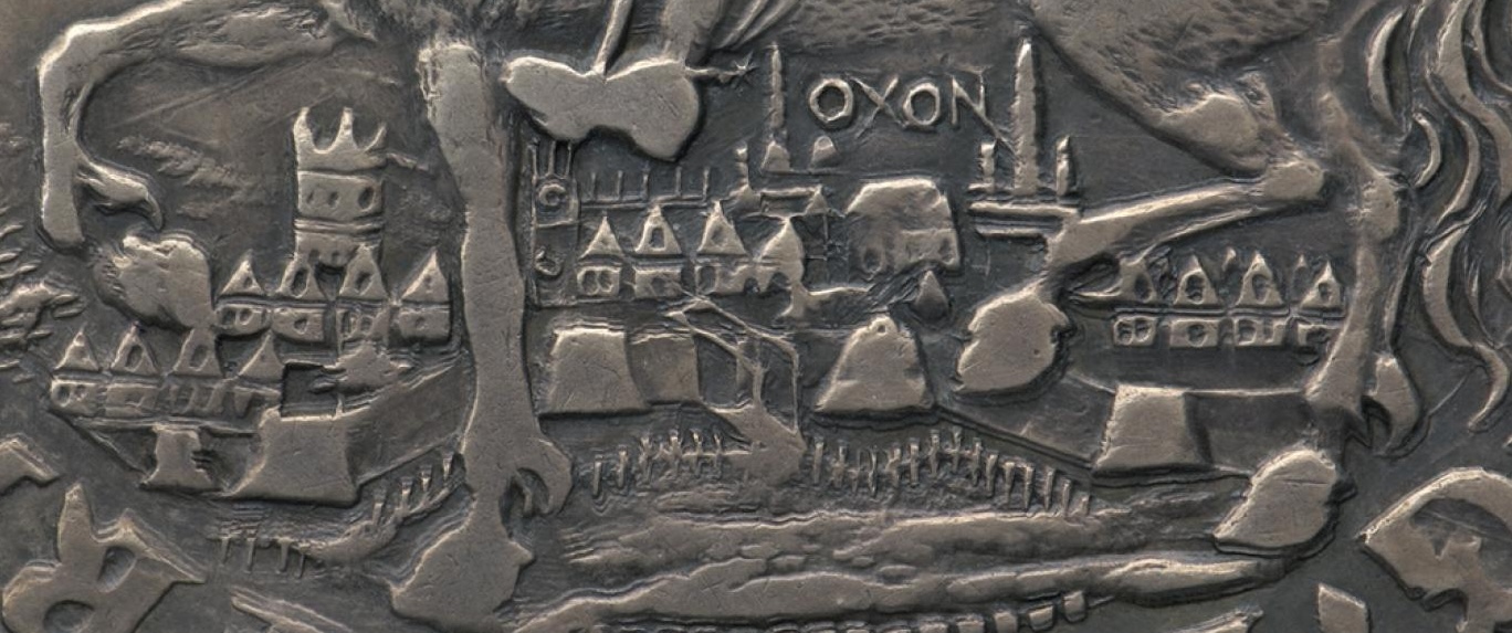 Bottom part of the Oxford Crown Coin (1644) depicting Oxford.