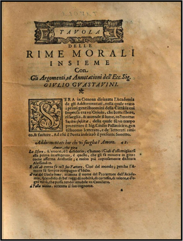 Page within Angelo Grillo, Parte prima delle rime del Sig. don Angelo Grillo, Bergamo: Comino Ventura, 1589 