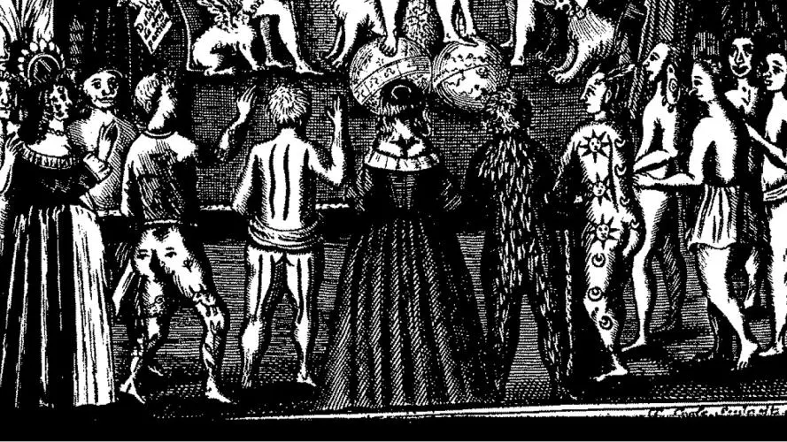 Depicts individuals with various body modifications such as piercings and tattoos.