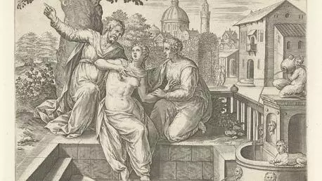 Gerard de Jode, Marten de Vos, Susanna and the Elders (1587); engraving; Rijksmuseum, Amsterdam