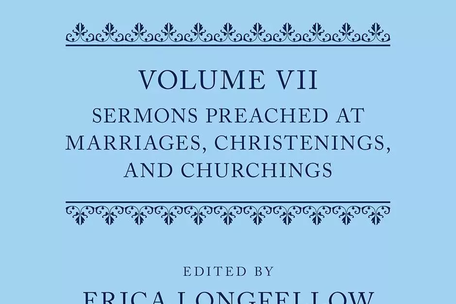Cover Page of the Oxford Edition of the Sermons of John Donne Volume VII - Text on Plain Blue Background
